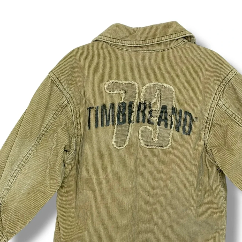 Y2K Timberland Corduroy Jacket 73 Graphic‎ Full Zip Tan Size 4 Grunge